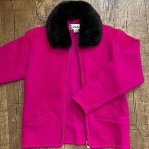 Vintage fur Borg collar fuschia jacket